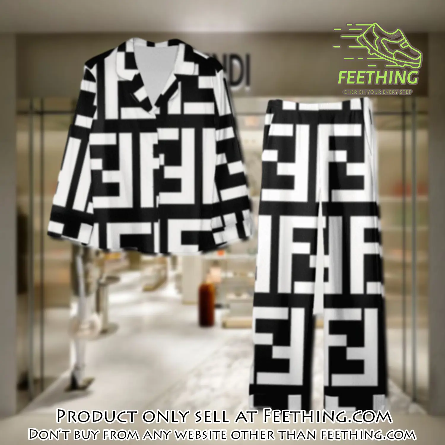 Trending luxury fendi satin pajama set pjs1050 ft5925173